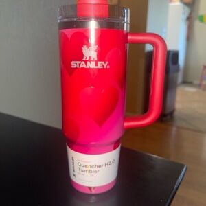 Stanley Pink and Red Heart Quencher Tumbler